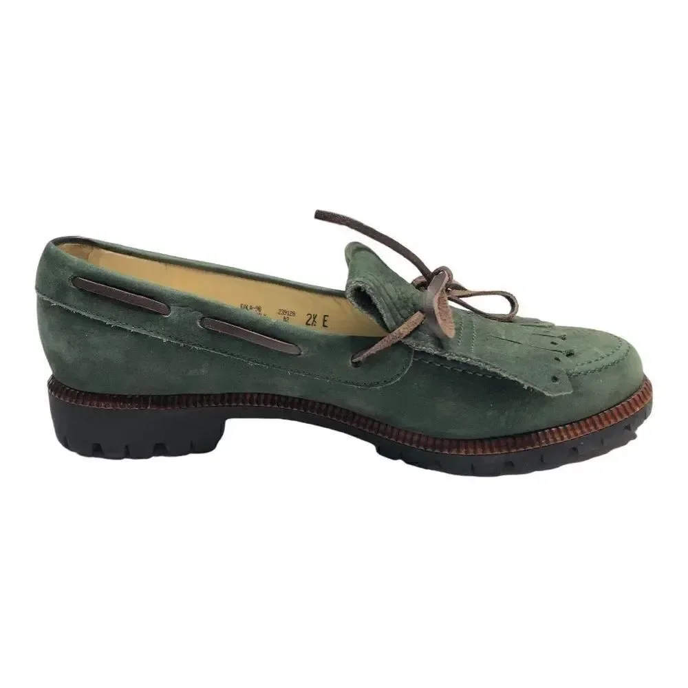 Bally leather slip on green loafer's with tassel size 2.5